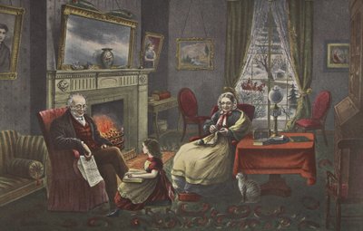 De vier seizoenen van het leven - Ouderdom, Het seizoen van rust, uitgegeven 1868, Currier & Ives door American School